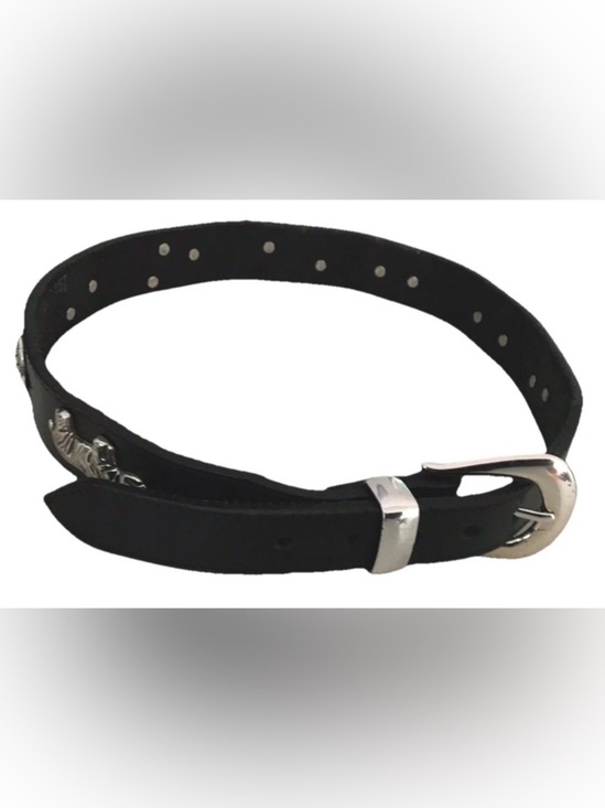 Vtg Brighton Honest 1992 Leather Black Belt Animals Solid Brass Size 28 main image 9